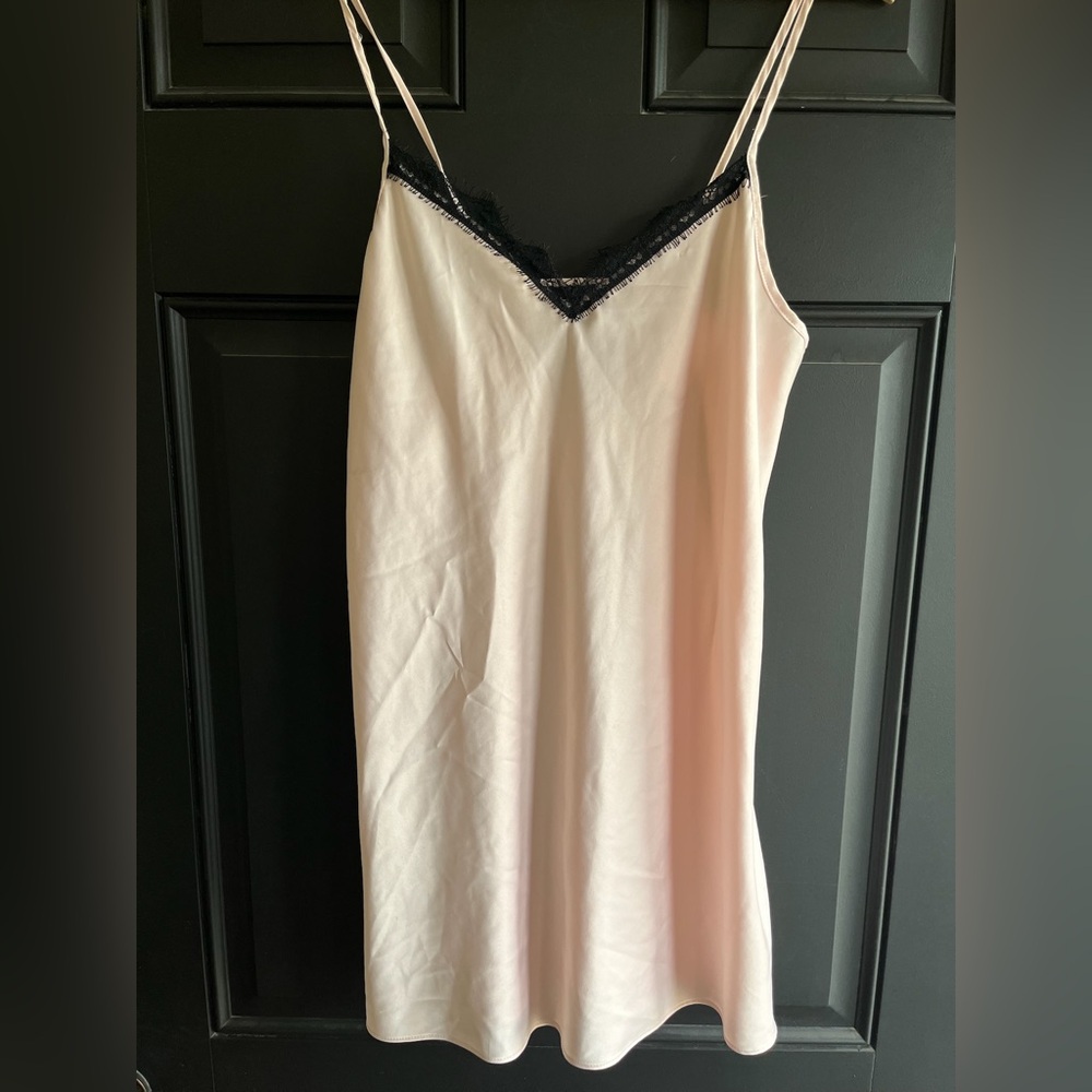 Secret Treasures Blush Pink Slip with Black Lace Trim